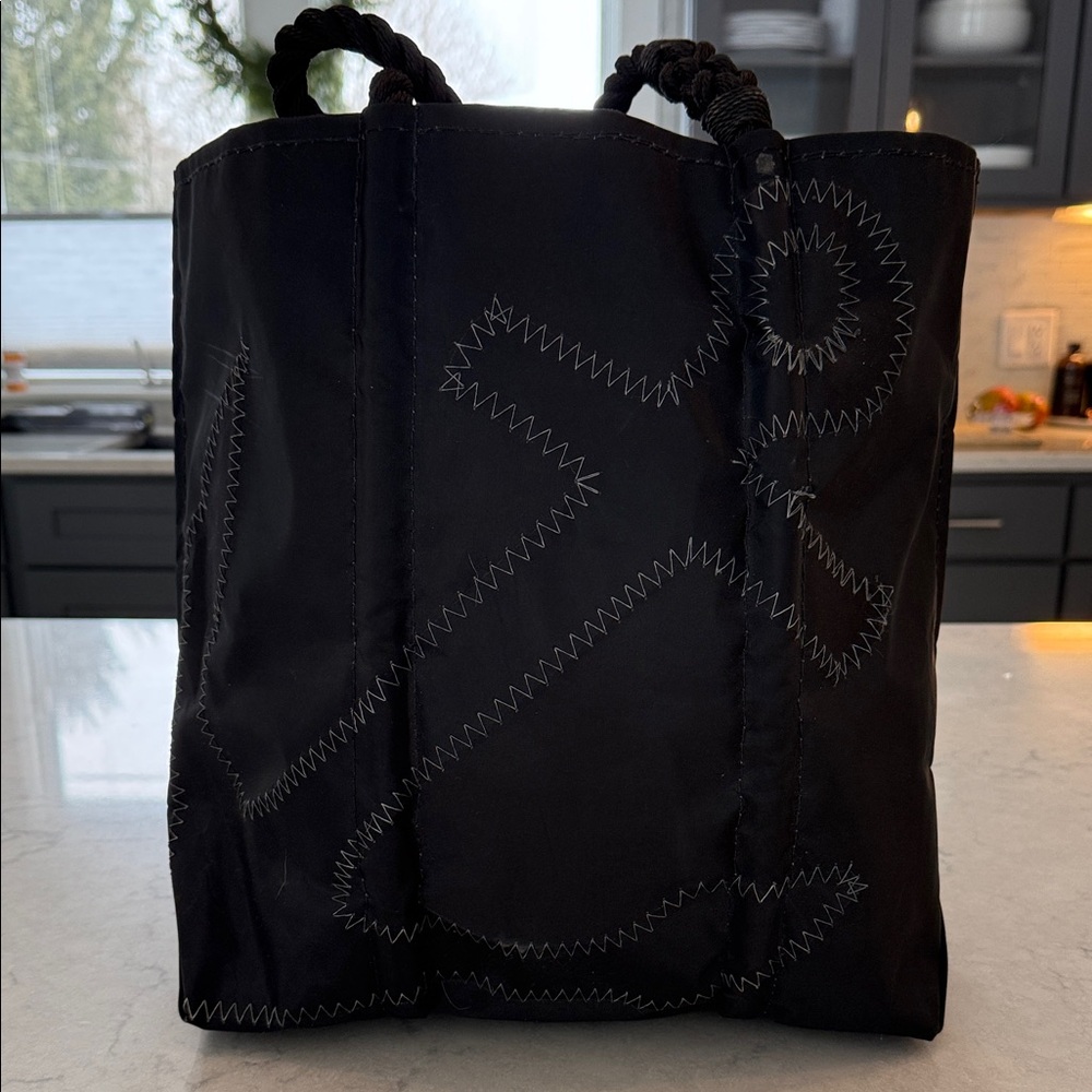 Sea Bag Black Tote Bag with Anchor Design , medium tote